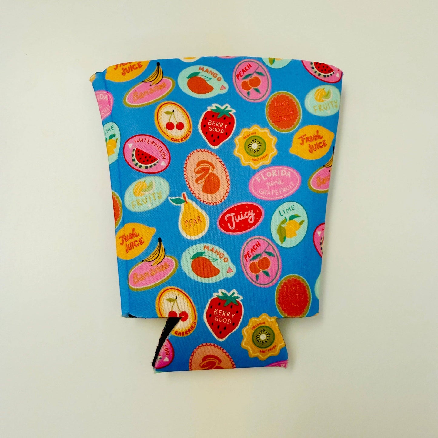 Iced Coffee Sleeve, Colorful Fruit Stickers Pattern