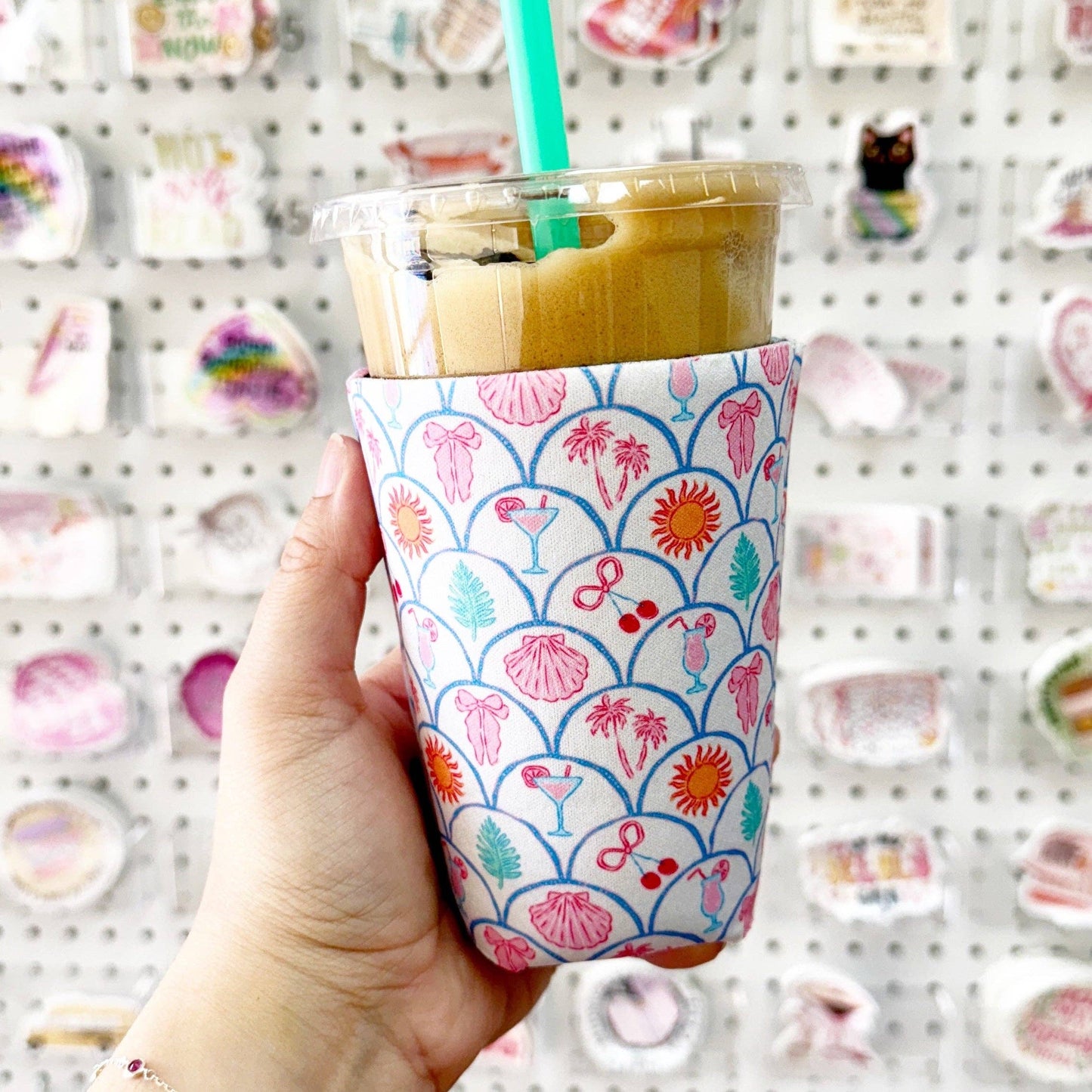 Iced Coffee Sleeve, Summer Icons Pattern