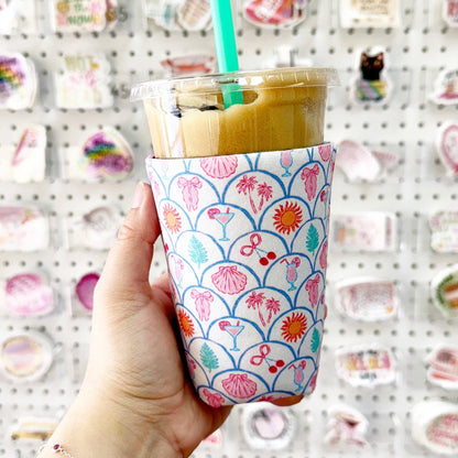 Iced Coffee Sleeve, Summer Icons Pattern