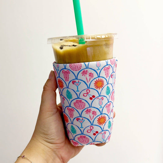 Iced Coffee Sleeve, Summer Icons Pattern